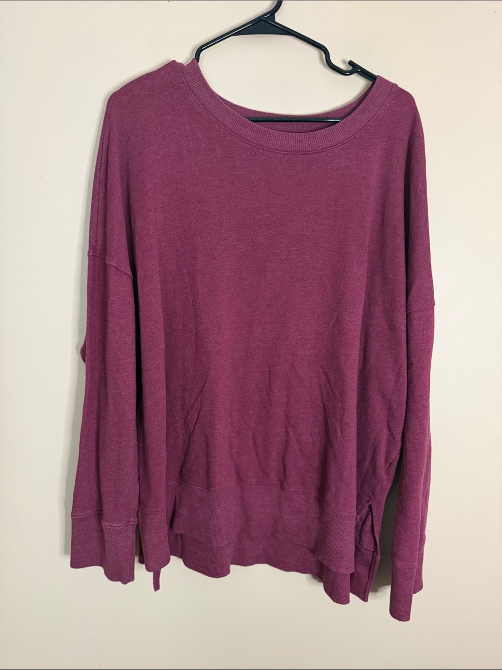 Time and Tru Relaxed Crewneck Sweatshirt in Plum